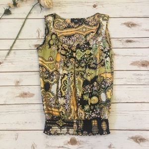 I.N. San Francisco Paisley Hemline Smocked Top-Small